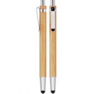 Lapicero bambu punta touch y clip metalico
