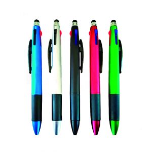 lapicero plastico con touch y 03 cargas de tinta en colores