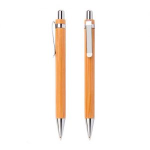 lapicero de bambu con clip metalico