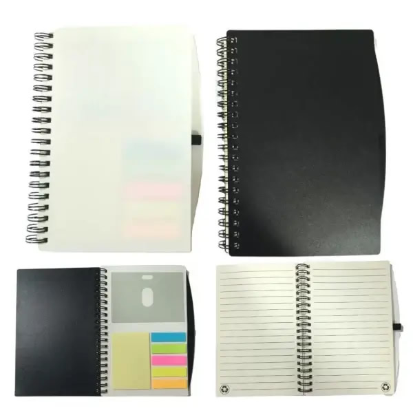 libreta plastica con posit y lapicero