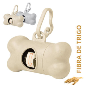 llavero dispensador de bolsa hueso en fibra de trigo