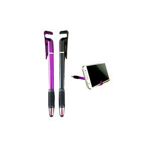Lapicero plastico con touch y soporte para celular.