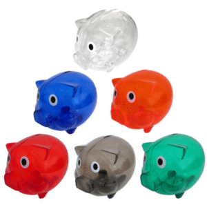 alcancia de plastico en forma de chanchito o cerdito