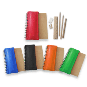 libreta cuaderno ecologico con cartuchera