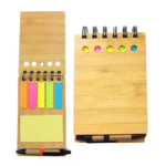 libreta ecologica con diseño bambu anillado con posit y lapicero