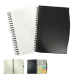 libreta o cuaderno PVC de plastico anillado con posit y porta tarjetas