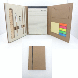 folder ecologico con regla, lapicero, lapiz, posit y porta tajerta