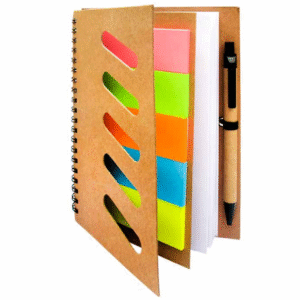 libreta ecologica con posit y lapicero