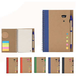 libreta ecologica con posit, ruleta giratoria y lapicero
