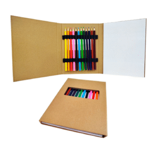 libreta ecologica con lapices de colores