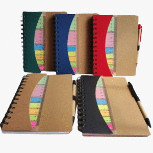 libreta ecologica anillada con posit, regla y lapicero