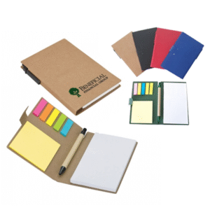 libreta ecologica con posit y lapicero ecologico
