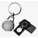 llavero metalico redondo con estuche negro