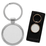 llavero metalico circular con estuche negro