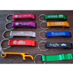 llavero metalico destapador de colores y logo personalizado
