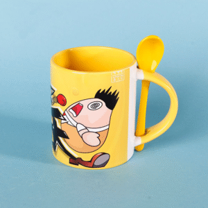 taza recta de ceramica con cucharita