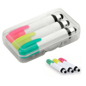 set de resaltador en cera con punta touch contiene 03 unidades de resaltadores