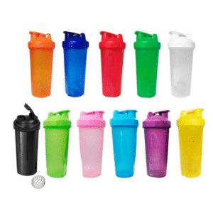 shaker plastico con batidor de acero inoxidable de 600ml