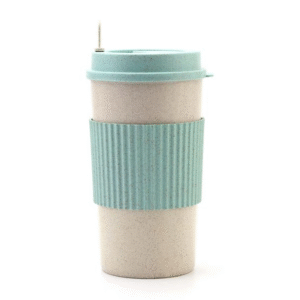 jarro mug fibra de trigo con sujetador de silicona y removedor