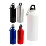 tomatodo metalico de aluminio con tapa rosca y gancho metalico de 750ml en colores variados