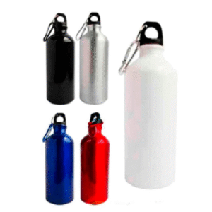 tomatodo metalico de aluminio con tapa rosca y gancho metalico de 750ml en colores variados