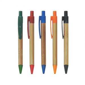 Lapicero bambu con clip de plastico