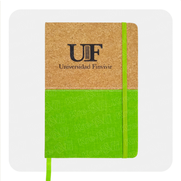 libreta de corcho y pu con separador y liga ajustable en allpublicidad