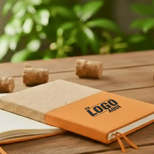 libreta de corcho y pu con separador y liga ajustable en allpublicidad