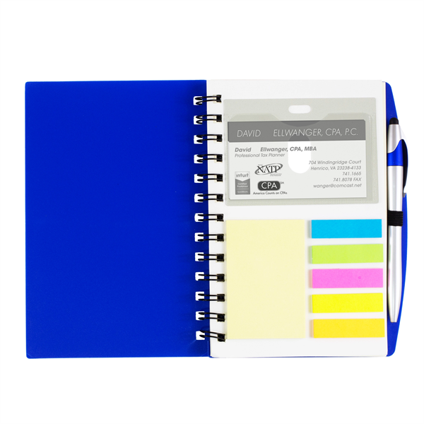 cuaderno plastificado con posit, porta lapicero, porta carnet en allpublicidad