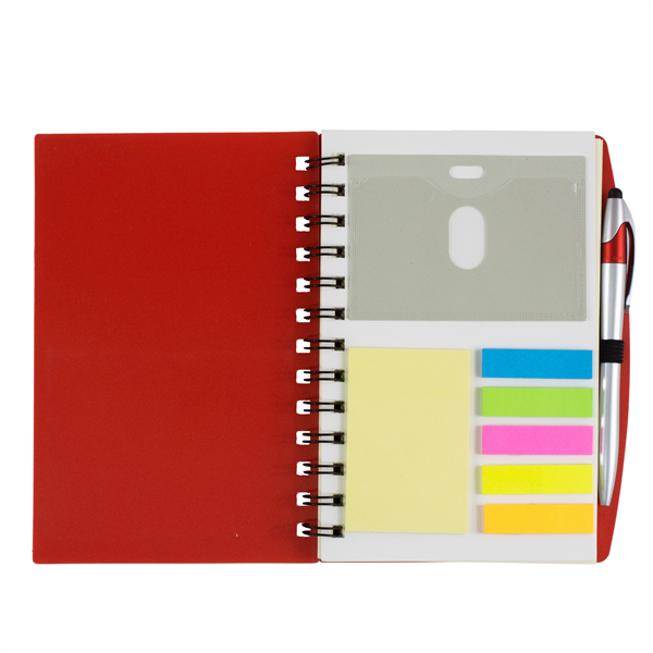 cuaderno plastificado con posit, porta lapicero, porta carnet en allpublicidad