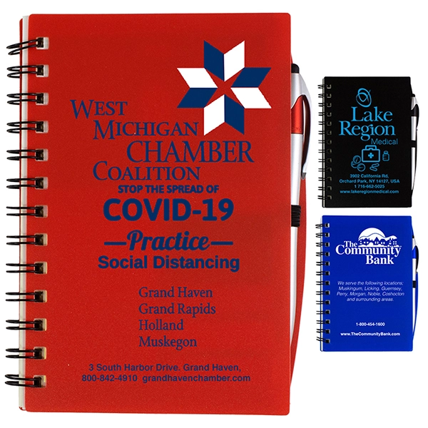 cuaderno plastificado con posit, porta lapicero, porta carnet en allpublicidad