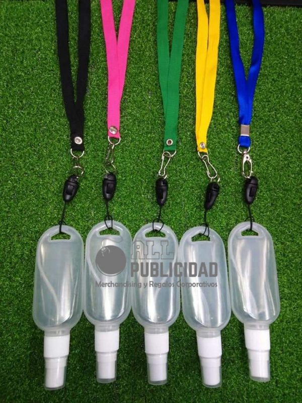 frasco vacio para gel antibacterial con lanyard de 50ml en allpublicidad