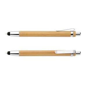 Lapicero bambu con touch y clip metalico