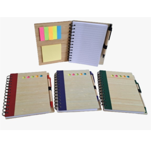 libreta ecologica de bambu con lapicero ecologico y posit en allpublicidad