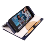 libreta ecologica de madera bambu con lapicero y porta lapicero en allpublicidad