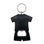 llavero plastico con destapador en color negro modelo camiseta futbol en allpublicidad