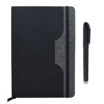 notebook o libreta premium de biocuero texturizado con lapicero tipo rubber y liga sujetadora en allpublicidad.com.pe