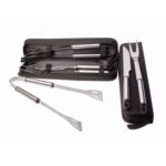 set de parrilla de acero inoxidable que incluye pinzas, cuchillo y tenedor con estuche de nylon en allpublicidad.com.pe