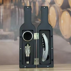 set de vino forma de botella de 3 piezas de acero inoxidable en allpublicidad.com.pe