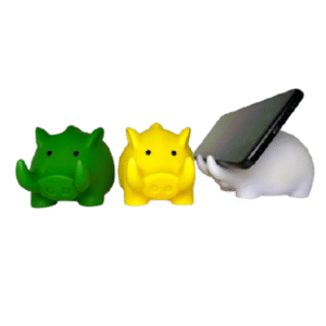 jabali alcancia con soporte de celular en colores: Amarillo, verde y blanco