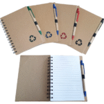 Libreta ecologica con lapicero ecologico a rayas