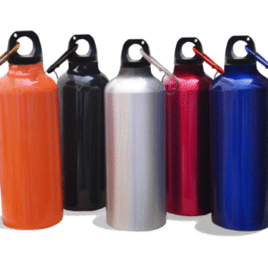 tomatodo de aluminio de 600ml capacidad en colores variados con tapa rosca y gancho