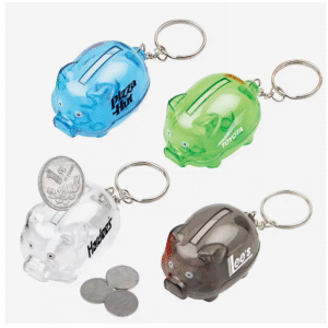 llavero alcancia chanchito de plastico