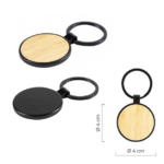 llavero metalico con bambu circular con aro negro