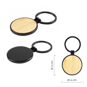 llavero metalico con bambu circular con aro negro