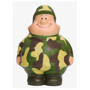 muñeco soldado antiestres con traje ranger mirando hacia el frente
