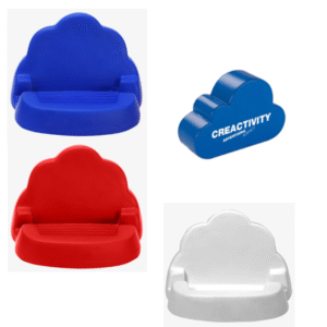 nube antiestres con soporte para telefono en colores: Rojo, blanco y azul